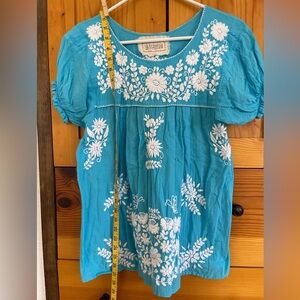 Beautiful embroidered pop-over blouse by Siren, size M